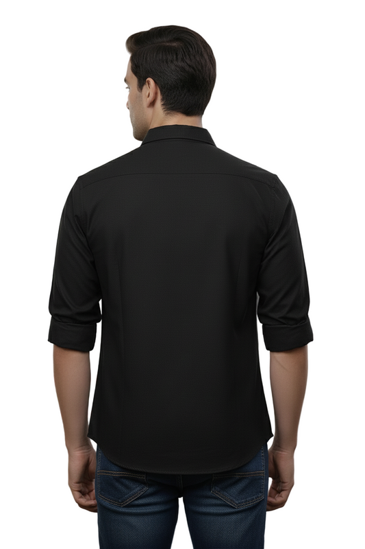 Yshirtify Black Full Sleeve Solid cotton shirt