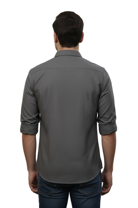 Yshirtify Charcoal Grey Full Sleeve Solid cotton shirt