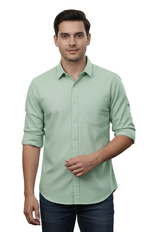 Yshirtify Aqua Green Full Sleeve Solid cotton shirt