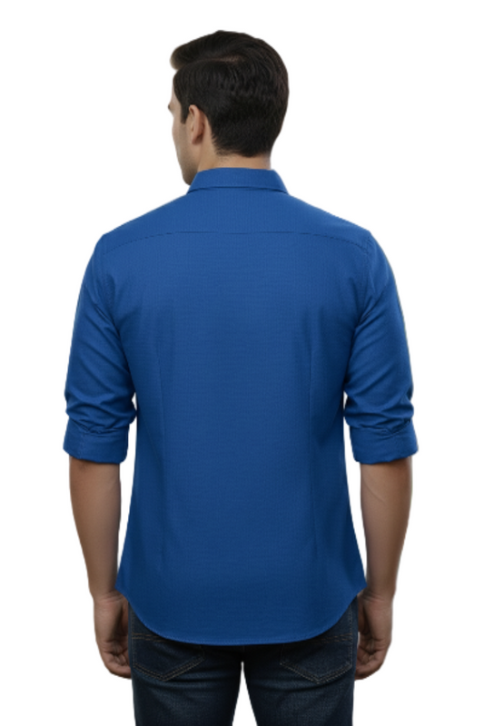 Yshirtify English Blue Full Sleeve Solid cotton shirt