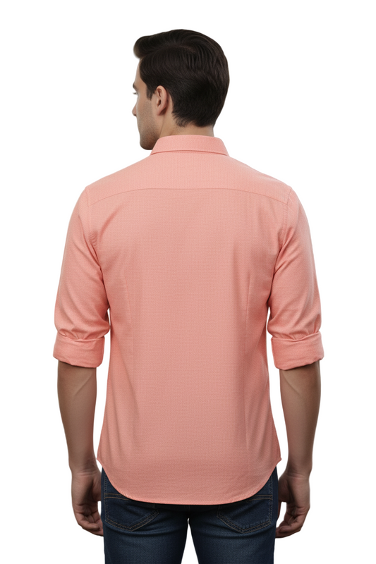 Yshirtify Apricot Full Sleeve Solid cotton shirt