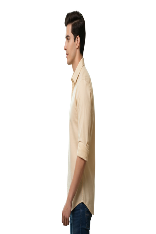 Yshirtify Cream Full Sleeve Solid cotton shirt