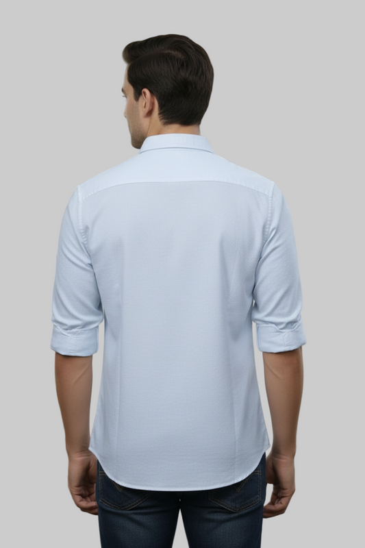 Yshirtify Sky Blue Full Sleeve Solid cotton shirt