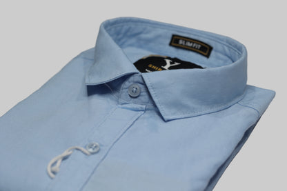 Full Sleeve Sky Blue Solid cotton shirt