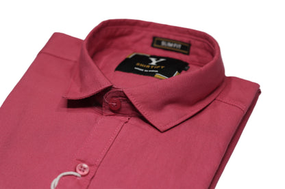 Full Sleeve Onion Red Solid cotton shirt