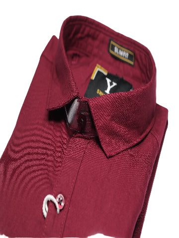 Full Sleeve Maroon Solid cotton shirt
