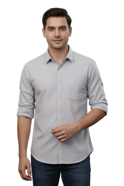 Full Sleeve Ash Grey Solid cotton shirt