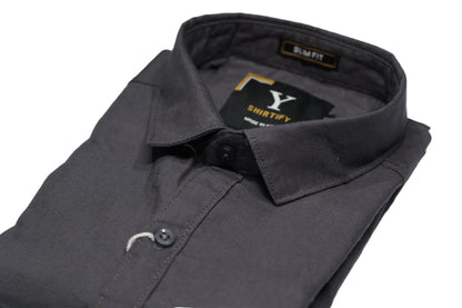 Full Sleeve Charcoal Grey Solid cotton shirt