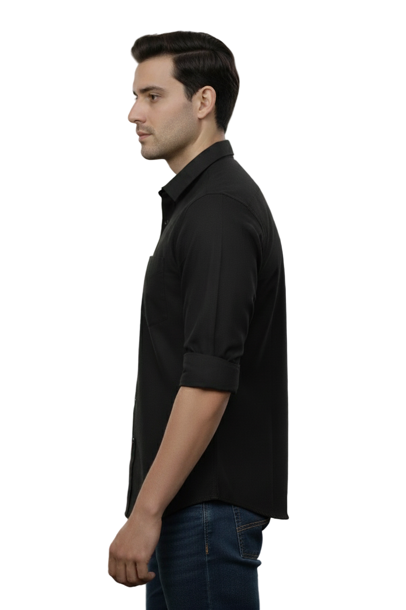 Full Sleeve Black Solid cotton shirt