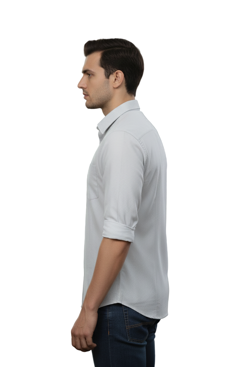 Full Sleeve Ash Grey Solid cotton shirt