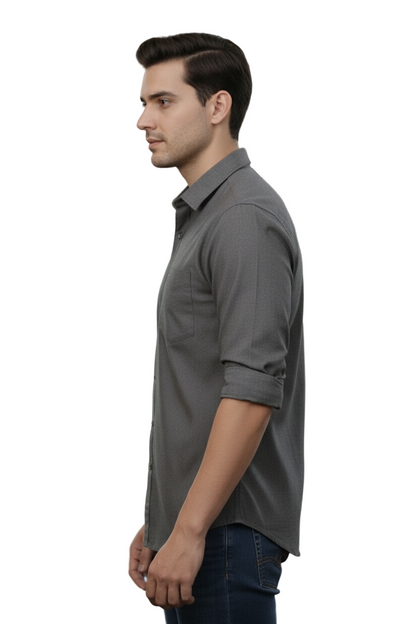 Full Sleeve Charcoal Grey Solid cotton shirt