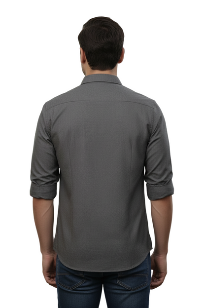 Full Sleeve Charcoal Grey Solid cotton shirt