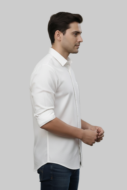 Full Sleeve White Solid cotton shirt