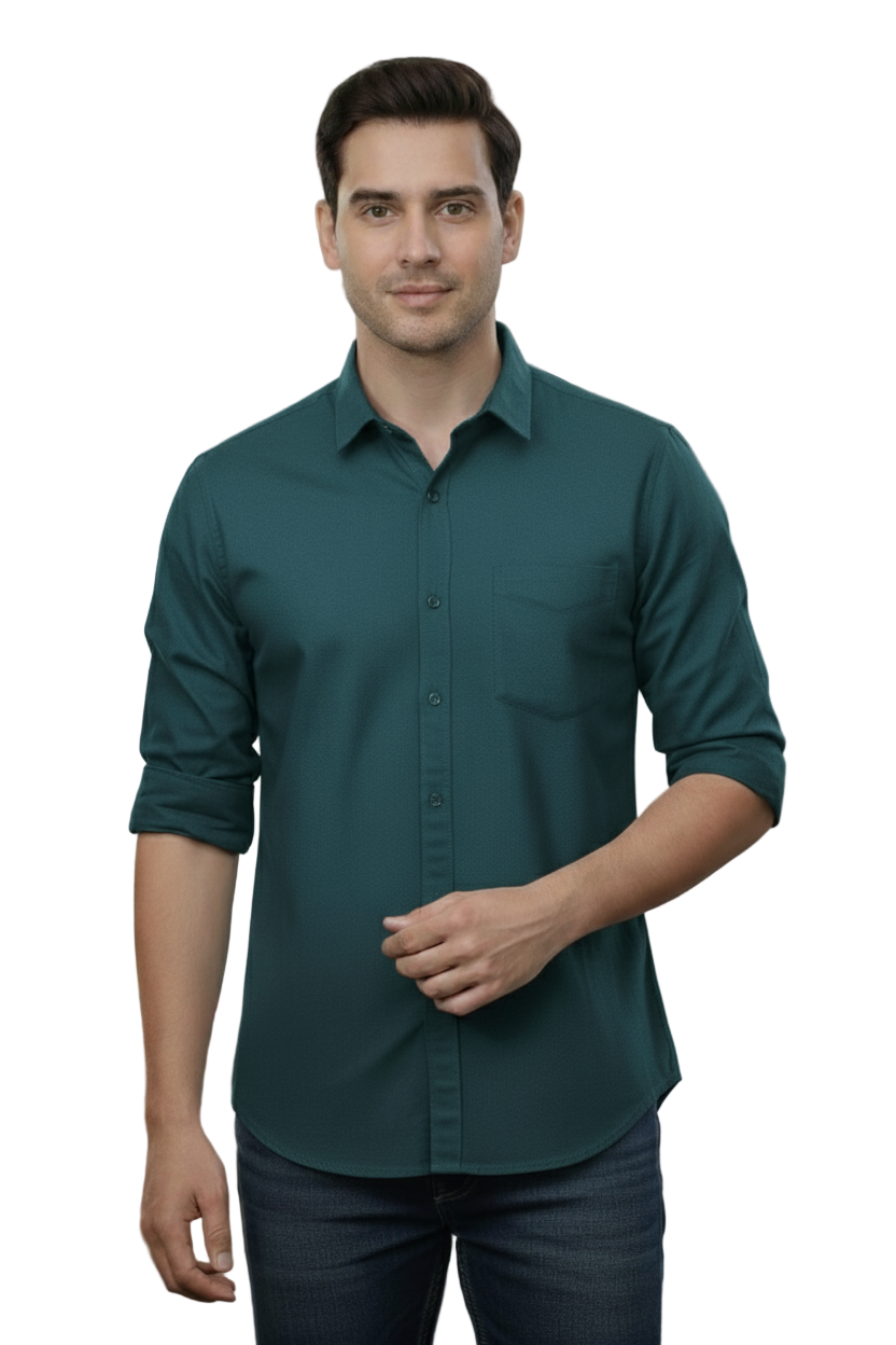 Full Sleeve Royal Blue Solid cotton shirt