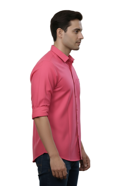 Full Sleeve Onion Red Solid cotton shirt