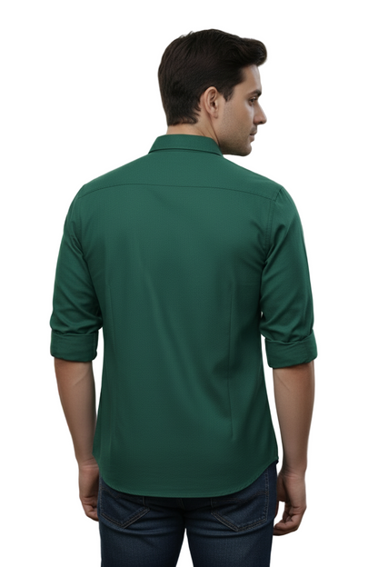 Full Sleeve Peacock Green Solid cotton shirt