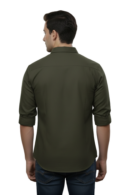 Full Sleeve Forest Green Solid cotton shirt