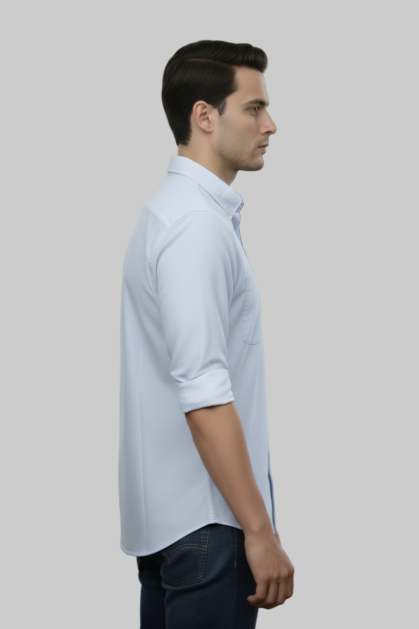 Full Sleeve Sky Blue Solid cotton shirt