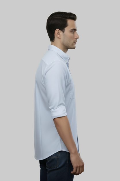 Full Sleeve Sky Blue Solid cotton shirt