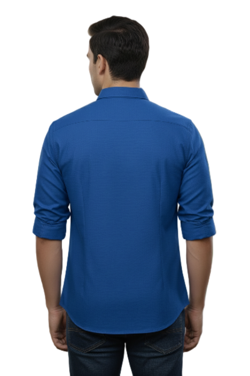 Full Sleeve English Blue Solid cotton shirt