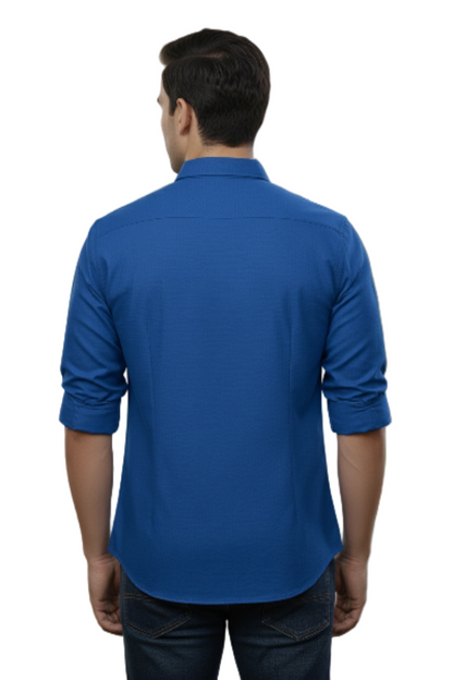 Full Sleeve English Blue Solid cotton shirt