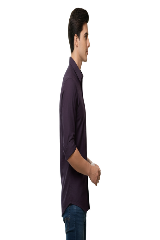 Yshirtify Purple Full Sleeve Solid cotton shirt