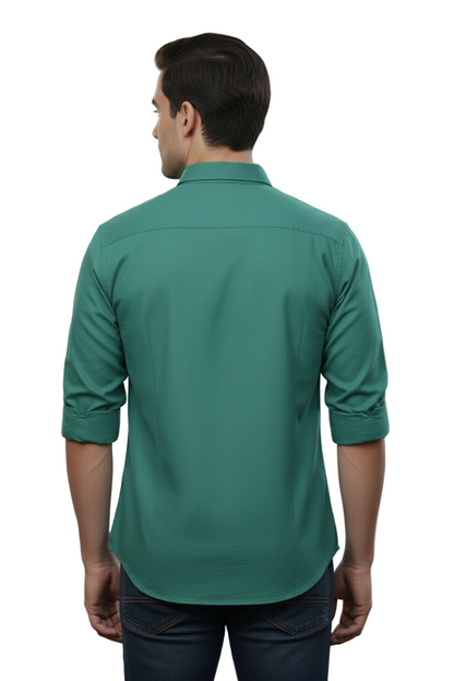 Full Sleeve Royal Cian Solid cotton shirt