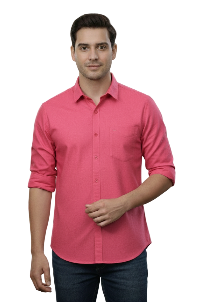 Full Sleeve Onion Red Solid cotton shirt