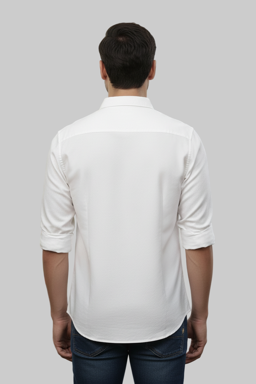 Full Sleeve White Solid cotton shirt