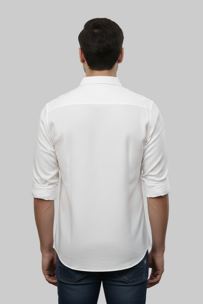 Full Sleeve White Solid cotton shirt
