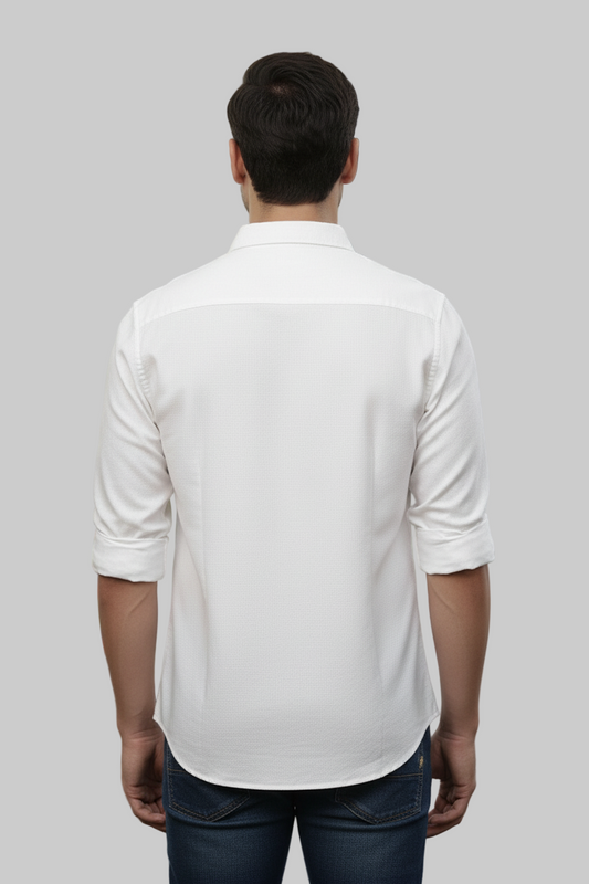 Yshirtify White Full Sleeve Solid cotton shirt