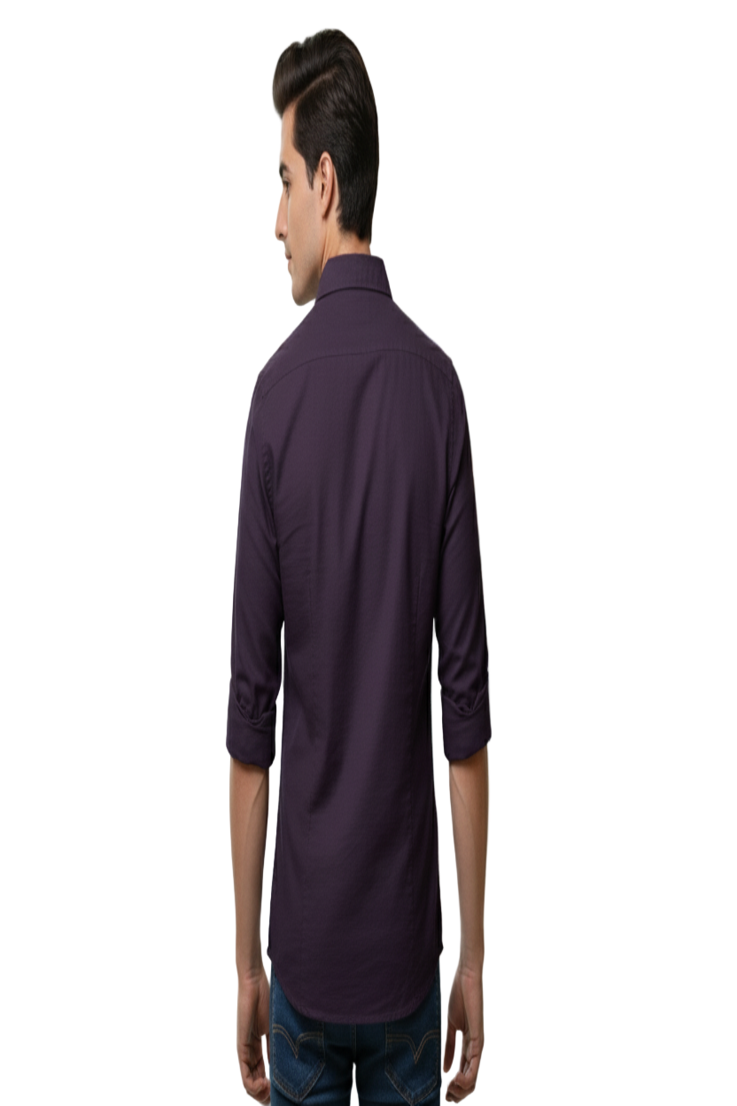 Full Sleeve Purple Solid cotton shirt