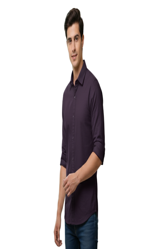 Yshirtify Purple Full Sleeve Solid cotton shirt