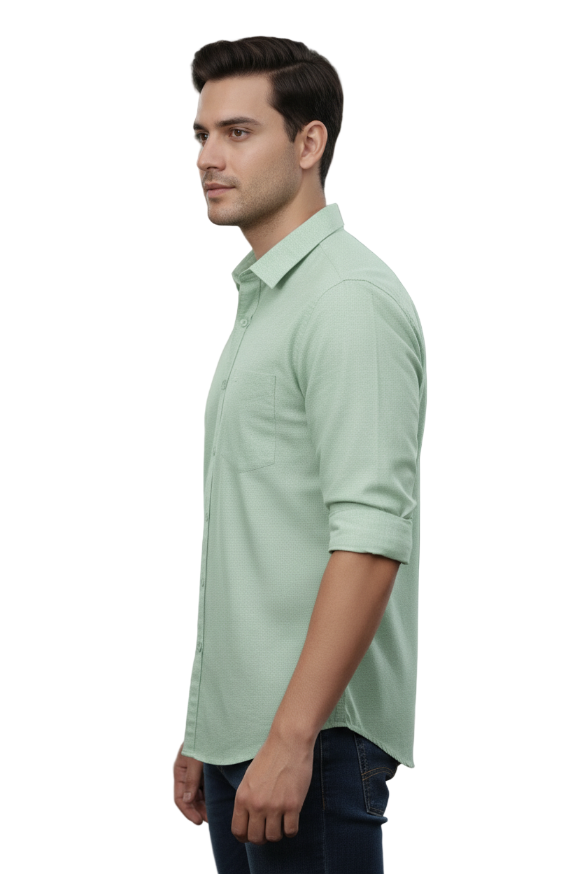 Full Sleeve Aqua Green Solid cotton shirt