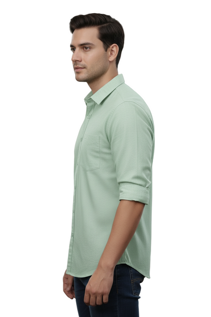 Full Sleeve Aqua Green Solid cotton shirt