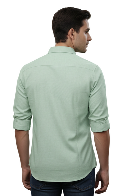 Full Sleeve Aqua Green Solid cotton shirt