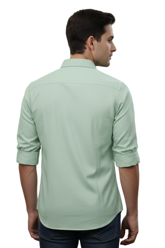 Yshirtify Aqua Green Full Sleeve Solid cotton shirt