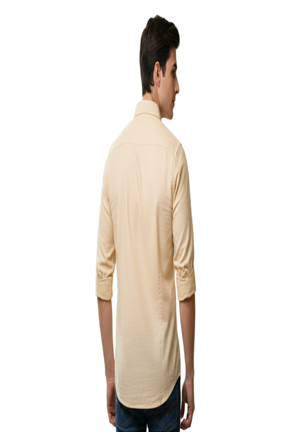 Full Sleeve Cream Solid cotton shirt
