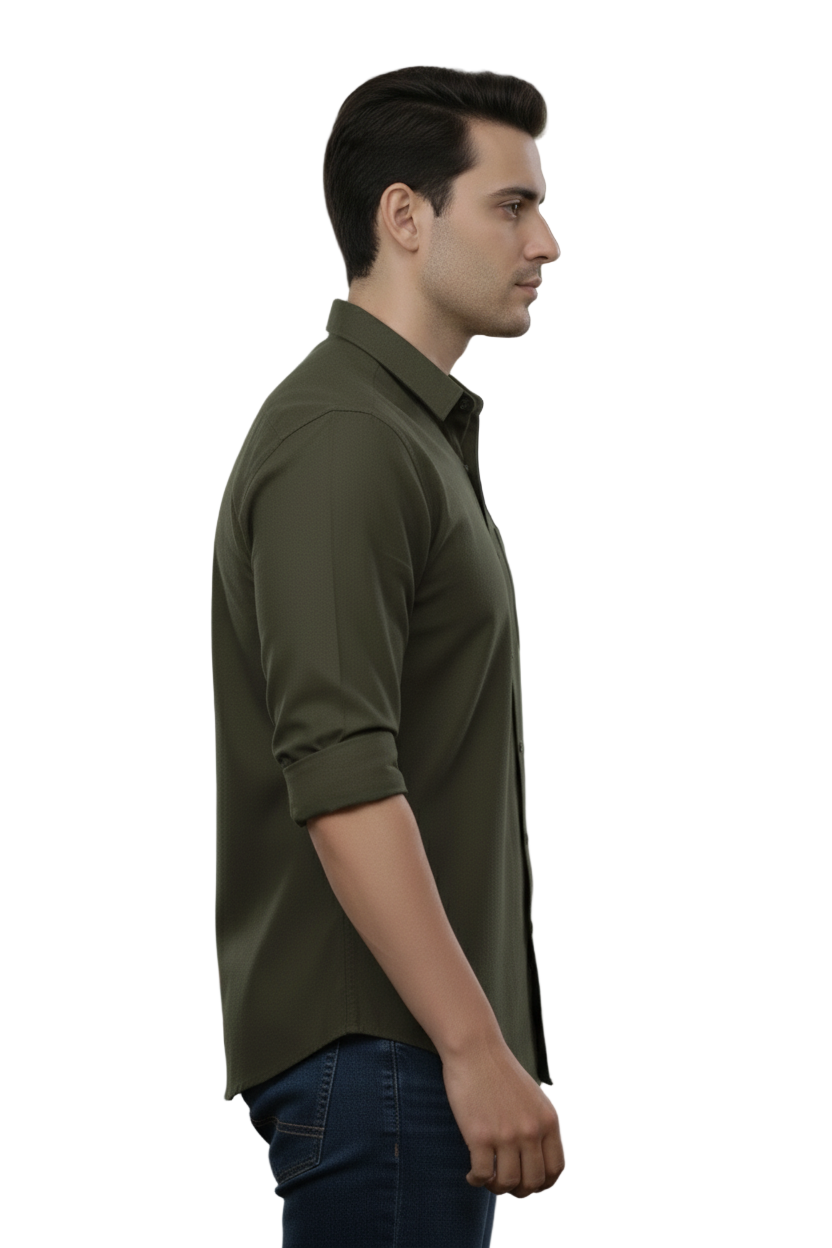 Full Sleeve Forest Green Solid cotton shirt
