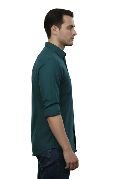Full Sleeve Royal Blue Solid cotton shirt