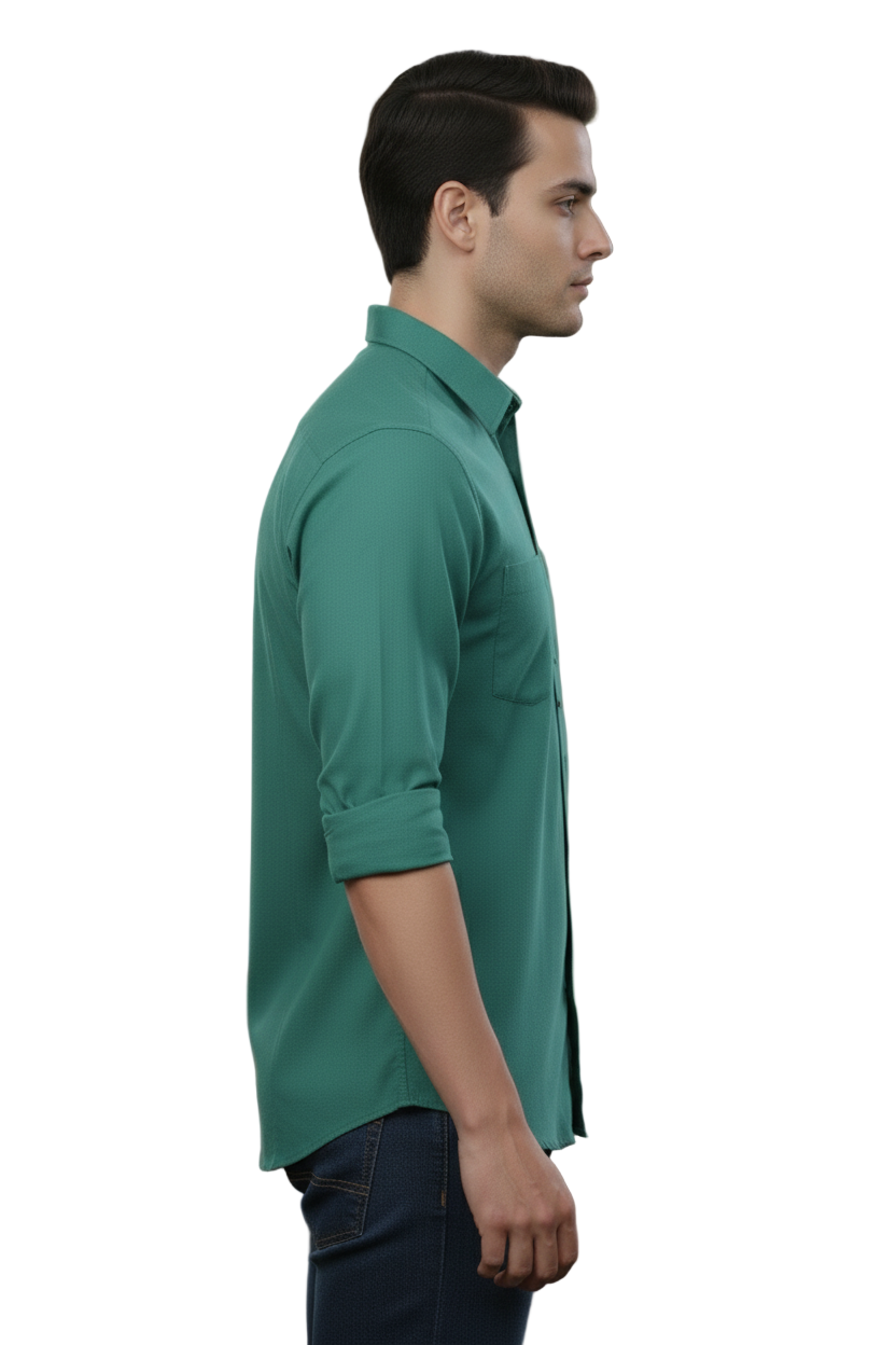 Full Sleeve Royal Cian Solid cotton shirt