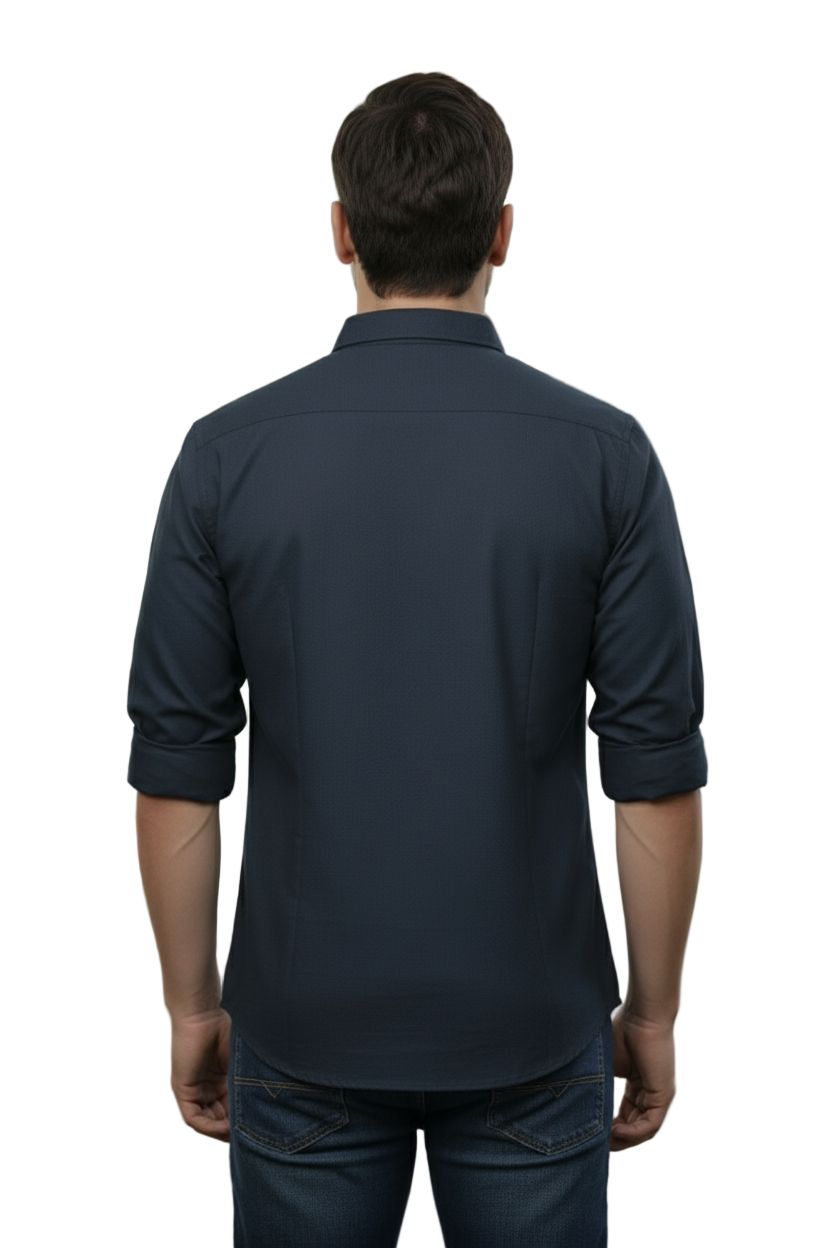 Full Sleeve Dark Blue Solid cotton shirt