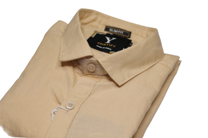 Full Sleeve Cream Solid cotton shirt