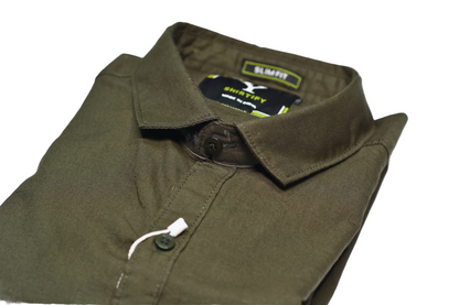 Full Sleeve Forest Green Solid cotton shirt